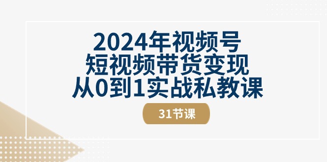 (10931期)2024年视频号短视频带货变现从0到1实战私教课(31节视频课)-L-G网创