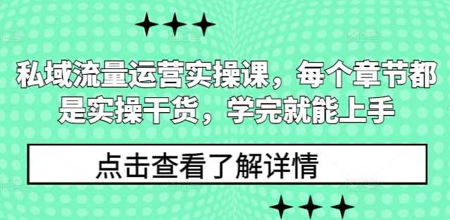 私域流量运营实操课,每个章节都是实操干货,学完就能上手-L-G网创