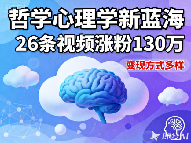 短视频新蓝海,哲学心理学赛道,26条视频涨粉130W,变现方式多样-L-G网创