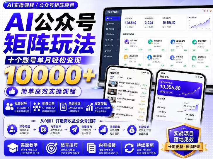 AI公众号矩阵实操玩法：内含价值399的提示词，三分钟一篇爆款文章，支持矩阵多账号运营-L-G网创