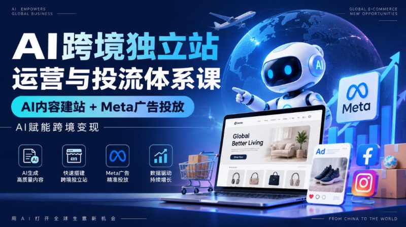 AI跨境独立站运营与投流体系课|AI内容建站+Meta广告投放,AI赋能跨境变现-L-G网创