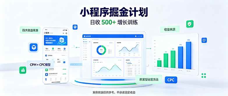 (21046期)一部手机日入500+,微信小程序掘金计划,四种收入来源,长期稳定可靠-L-G网创
